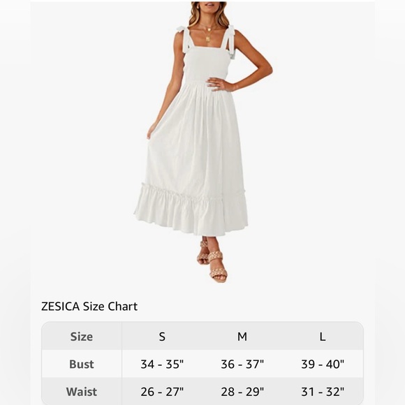 ZESICA Boho Spaghetti Strap, Square Neck, Solid Color Ruffle, A Line Maxi Dress - Picture 7 of 14